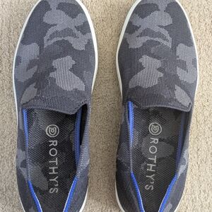 Rothy's Slip On Sneakers in Black/Grey Camo